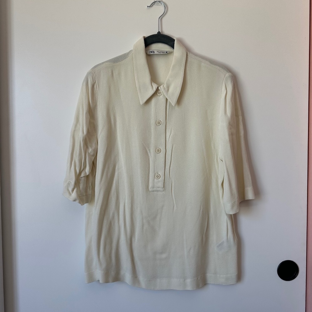 Zara Creme Crepe Blouse